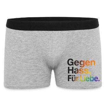 Gegen Hass Für Liebe für Frauen & Männer CSD - Männer Boxer Shorts - Grau meliert - Vorne