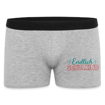 Endlich Schulkind Schulstart - Männer Boxer Shorts - Grau meliert - Vorne