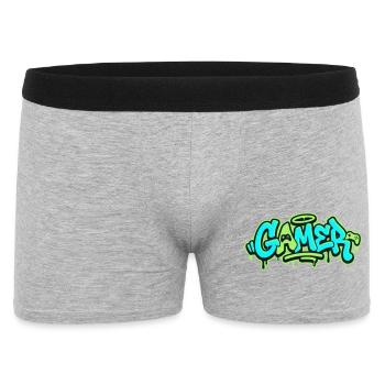 Gamer Graffiti Logo - Männer Boxer Shorts - Grau meliert - Vorne