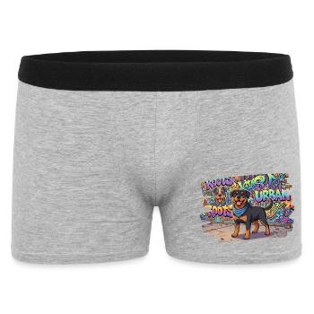 Freundlicher Rottweiler vor collem Graffiti - Männer Boxer Shorts - Grau meliert - Vorne