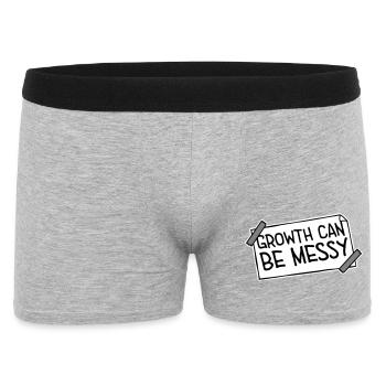 Growth Can Be Messy Personal Growth Quote Logo - Men's Boxer Shorts - heather grey - Front