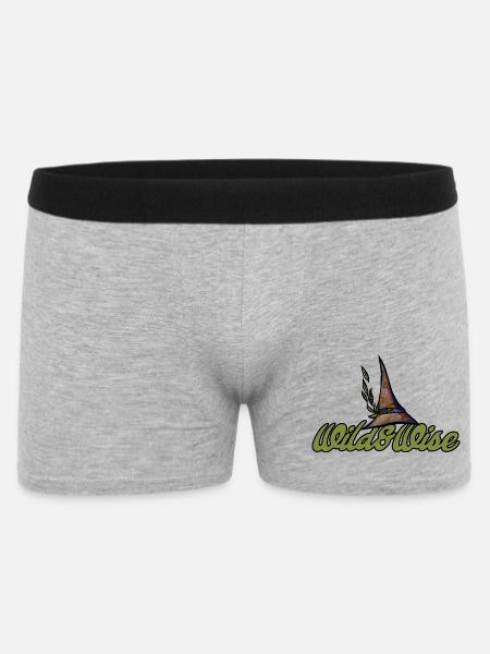 Wild & Wise Nature Wappen - Männer Boxer Shorts - Grau meliert