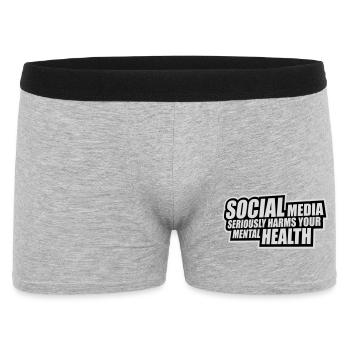 Social Media Seriously Harms Mental Health Spruch - Männer Boxer Shorts - Grau meliert - Vorne