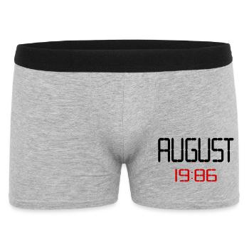 40. Geburtstag, August 1986 - Männer Boxer Shorts - Grau meliert - Vorne