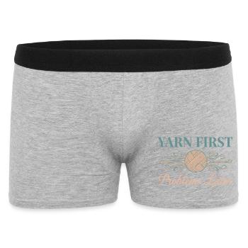 Crochet Lover Garn Erste Probleme später Lustig - Männer Boxer Shorts - Grau meliert - Vorne
