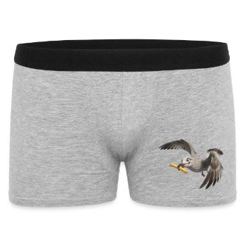 Möwe mit Pommes frites - Männer Boxer Shorts - Grau meliert - Vorne