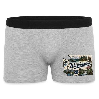 Washington State Mount Rainier Vintage-Aufkleber - Männer Boxer Shorts - Grau meliert - Vorne