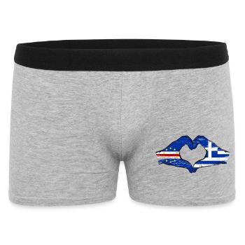 Kap Verde Griechenland Flagge Hände Herzform used - Männer Boxer Shorts - Grau meliert - Vorne