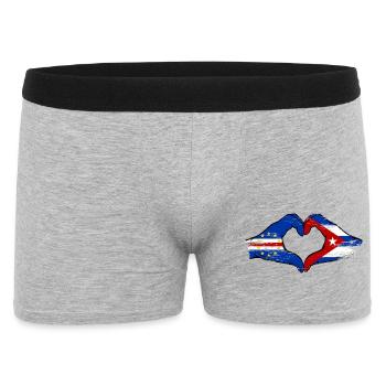 Kap Verde Kuba Flagge Hände Herzform used - Männer Boxer Shorts - Grau meliert - Vorne