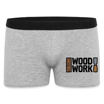 Wood Work Schriftzug Logo - Männer Boxer Shorts - Grau meliert - Vorne