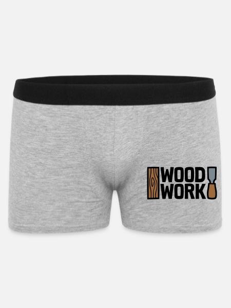 Wood Work Lettering Logo - Men's Boxer Shorts - heather grey