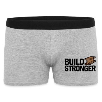Build Stronger Logo - Männer Boxer Shorts - Grau meliert - Vorne