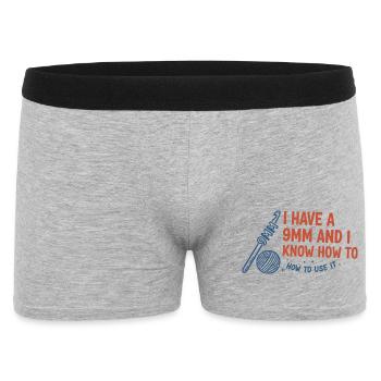 J’ai un 9mm et je sais comment l’utiliser au crochet - Boxer Homme - gris chiné - Devant