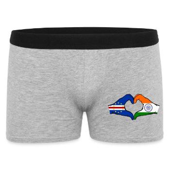 Kap Verde Indien Flagge Hände Herzform - Männer Boxer Shorts - Grau meliert - Vorne
