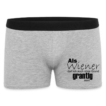 Wiener können auch ohne Grund grantig sein - Männer Boxer Shorts - Grau meliert - Vorne