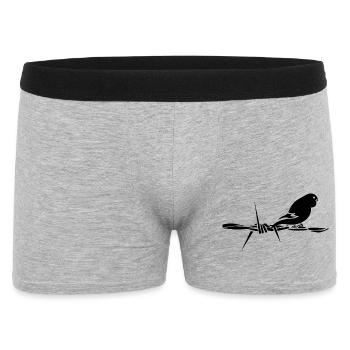 Black Graphic Wellensittich – Schwarzer Vogel - Männer Boxer Shorts - Grau meliert - Vorne