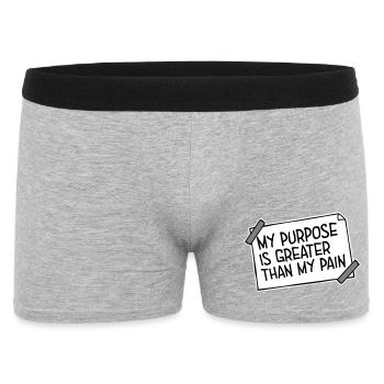 My Purpose Is Greater Than My Pain Meaning Quote Logo - Men's Boxer Shorts - heather grey - Front