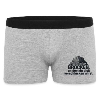 Ich bin der Brocken – Felsen Spruch Design - Männer Boxer Shorts - Grau meliert - Vorne