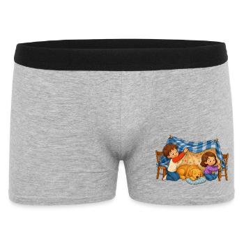 Children's Blanket Cave with Dog Cuddly Motif - Men's Boxer Shorts - heather grey - Front