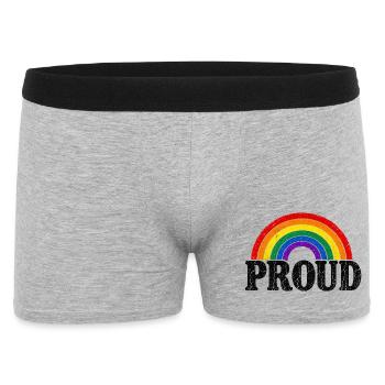 Proud Regenbogen Vintage Cap Shirt Sticker Kissen - Männer Boxer Shorts - Grau meliert - Vorne