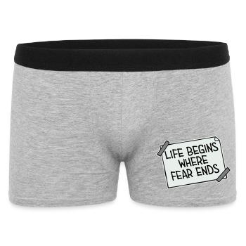 La vie commence là où la peur s’arrête Citation motivationnelle Logo - Boxer Homme - gris chiné - Devant