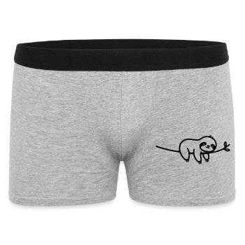 Schlafendes Faultier auf Ast Tiermotiv - Männer Boxer Shorts - Grau meliert - Vorne