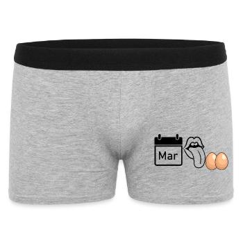 MRZ LCK EIER, Humor, MÄRZ LECK EIER  - Männer Boxer Shorts - Grau meliert - Vorne