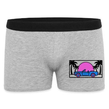 Cabrio Palmen Sunset Grafik - Männer Boxer Shorts - Grau meliert - Vorne