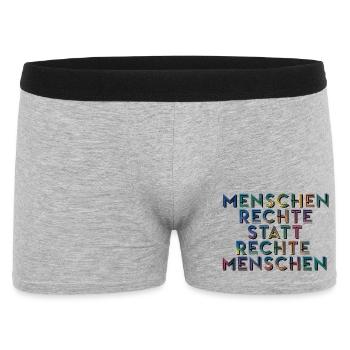 Menschenrechte Statt Rechte Menschen T-Shirt  - Männer Boxer Shorts - Grau meliert - Vorne