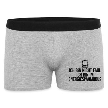 Energiesparmodus An Shirt | Lustiges Geschenk - Männer Boxer Shorts - Grau meliert - Vorne