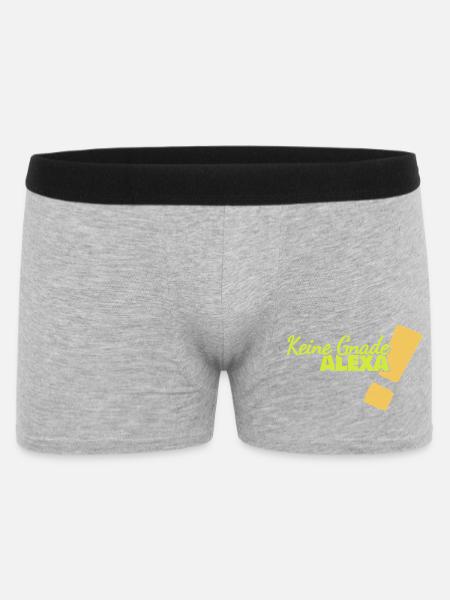 Spruch Alexa - Männer Boxer Shorts - Grau meliert
