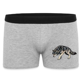 Wolf Illustration - Männer Boxer Shorts - Grau meliert - Vorne