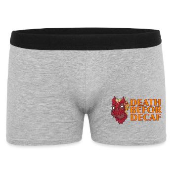 Death before Decaf: Flames Skull - Men's Boxer Shorts - heather grey - Front