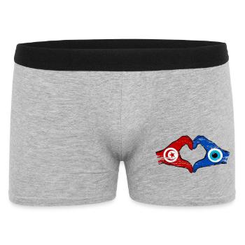 Drapeau du nazar de Tunisie Mains en forme de cœur utilisé - Boxer Homme - gris chiné - Devant