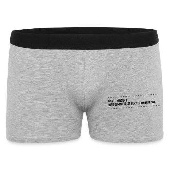 Dummheit ist eingepreist - Männer Boxer Shorts - Grau meliert - Vorne