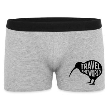 Kiwi Vogel Travel The World – Drôle de voyage - Boxer Homme - gris chiné - Devant