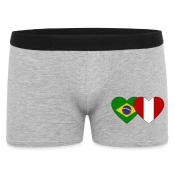 Drapeau du Brésil Pérou Mains en forme de cœur utilisé - Boxer Homme - gris chiné - Devant