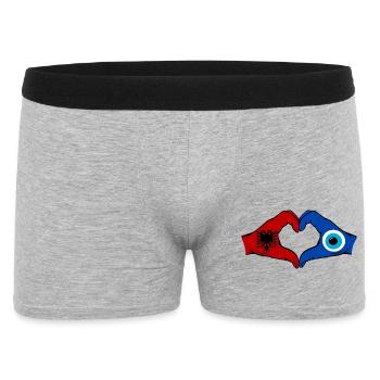 Drapeau Nazar d’Albanie Mains en forme de cœur - Boxer Homme - gris chiné - Devant
