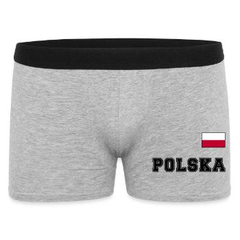 Polen Trikot Look – POLSKA mit Fahne bzw. Flagge - Männer Boxer Shorts - Grau meliert - Vorne