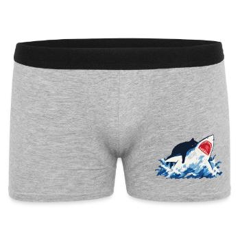 Katzenhai-Ozean-Humor - Männer Boxer Shorts - Grau meliert - Vorne