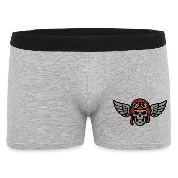 Biker Skull Wing Logo - Men's Boxer Shorts - heather grey - Front