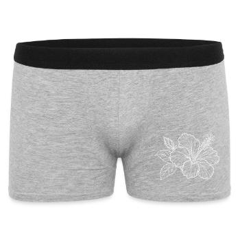 Ornement fleur en hibiscus en art lineal - Boxer Homme - gris chiné - Devant