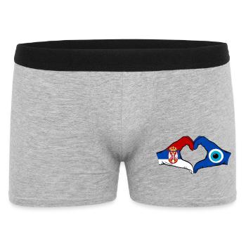 Drapeau du Nazar de Serbie Mains en forme de cœur - Boxer Homme - gris chiné - Devant