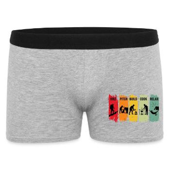 Retro Camping Steps Wanderung Pitch Camp Bushcraft - Männer Boxer Shorts - Grau meliert - Vorne