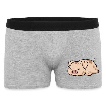 Hellbraunes Schwein mit Braunen Flecken - Männer Boxer Shorts - Grau meliert - Vorne