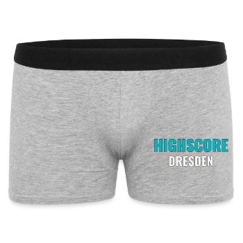 Highscore Dresden - Retro Gamer Geschenk T-Shirt - Männer Boxer Shorts - Grau meliert - Vorne