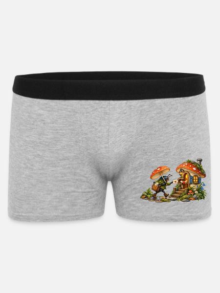 Pilzpost im Regen - Männer Boxer Shorts - Grau meliert