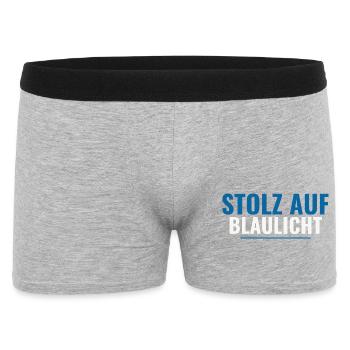 Stolz auf Blaulicht – Supporter Shirt Geschenkidee - Männer Boxer Shorts - Grau meliert - Vorne