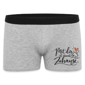Mit dir ist überall Zuhause – Lieblingsmensch - Männer Boxer Shorts - Grau meliert - Vorne