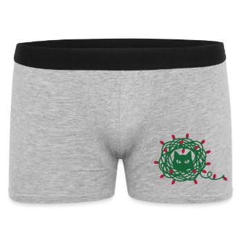 Katze Lichterkette Illustration - Männer Boxer Shorts - Grau meliert - Vorne